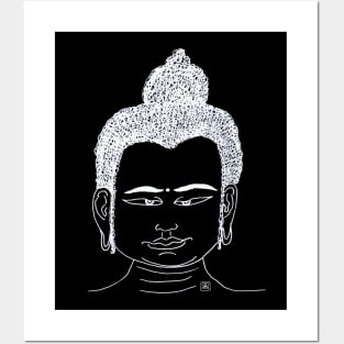 White Buddha head with the look Posters and Art